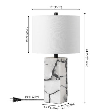 Elizabeth 24.25" Contemporary Coastal Alabaster LED Table Lamp with Body Night Light